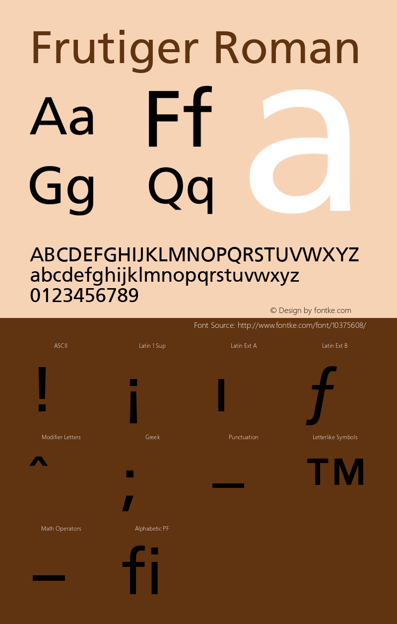 Frutiger Roman Version 001.000 Font Sample