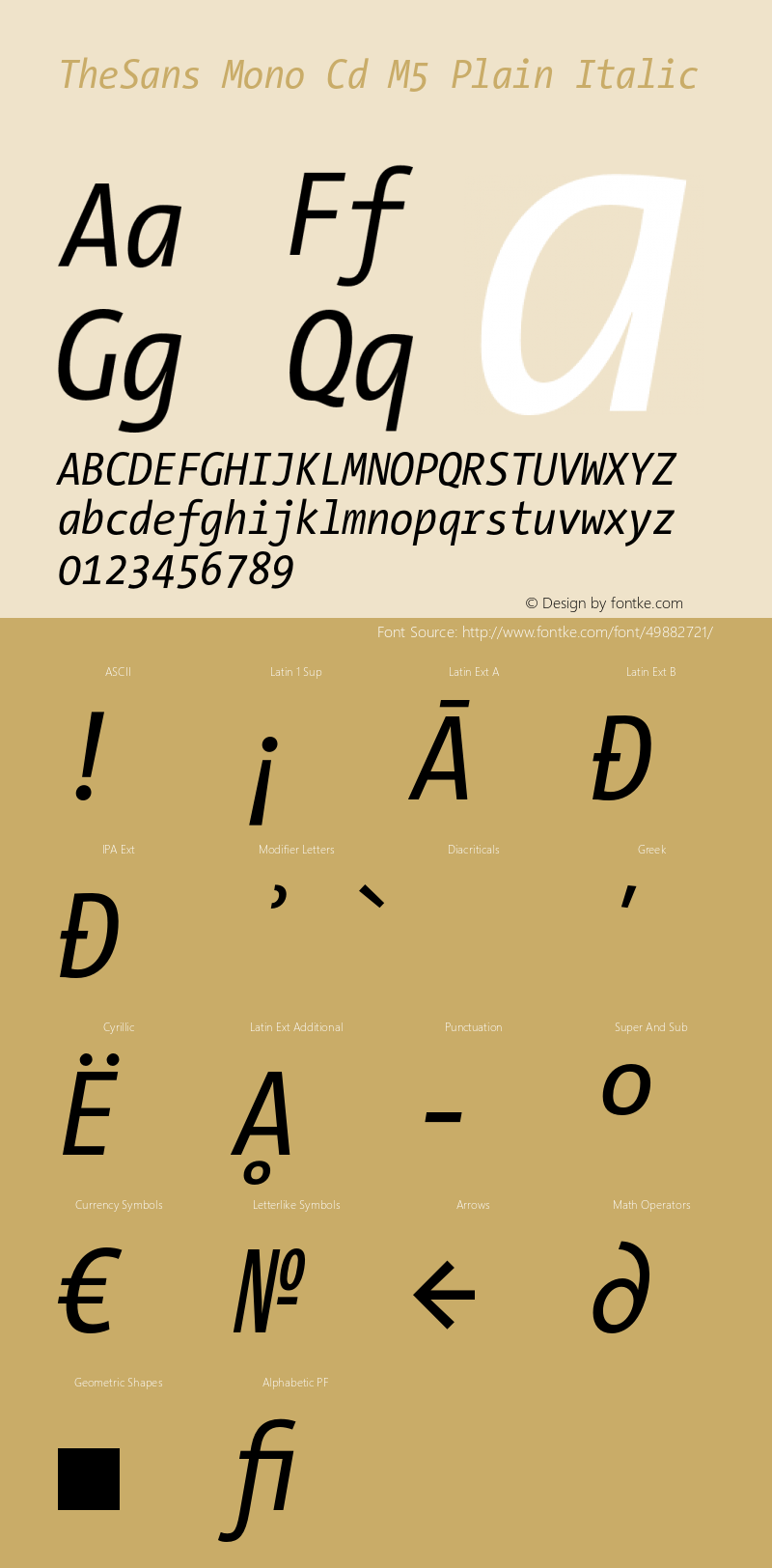 TheSansMono-CdM5PlainItalic 3.006 Font Sample