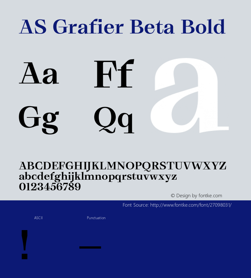 AS Grafier Beta Bold Version 1.000;PS 001.000;hotconv 1.0.88;makeotf.lib2.5.64775 Font Sample