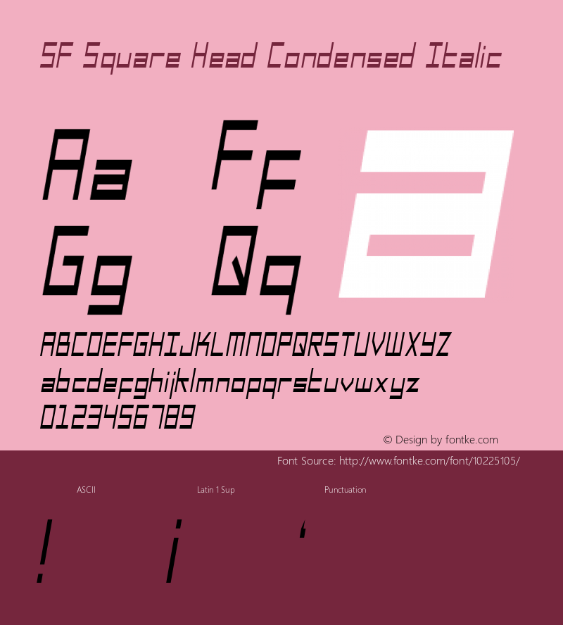 SF Square Head Condensed Italic Version 1.1 Font Sample