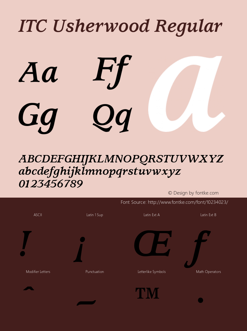 ITC Usherwood Regular 001.000 Font Sample