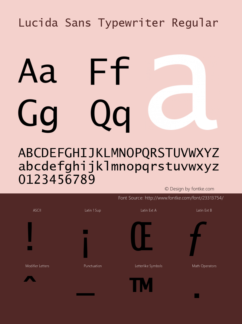 Lucida Sans Typewriter Regular Version 1.01 Font Sample