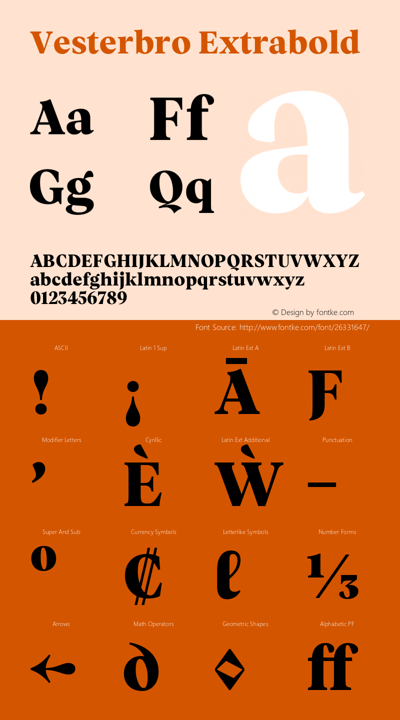 Vesterbro Extrabold Version 1.400 Font Sample