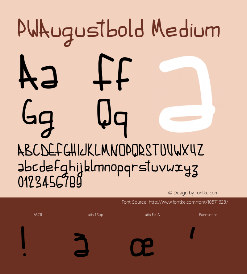 PWAugustbold Medium Version 001.000 Font Sample