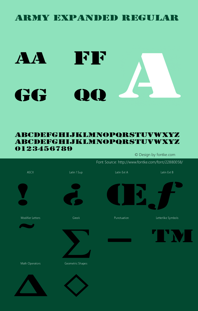 Army Expanded Converted from C:\ALLTYPE\ARMY1602.TF1 by ALLTYPE Font Sample