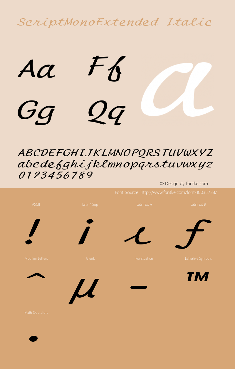 ScriptMonoExtended Italic Rev. 003.000 Font Sample