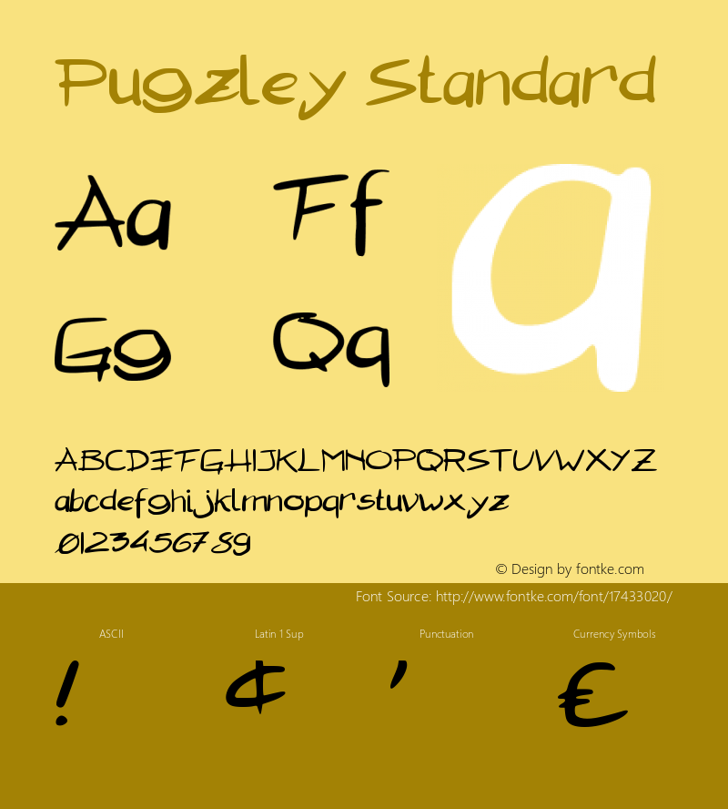 Pugzley Standard Version 001.000 Font Sample