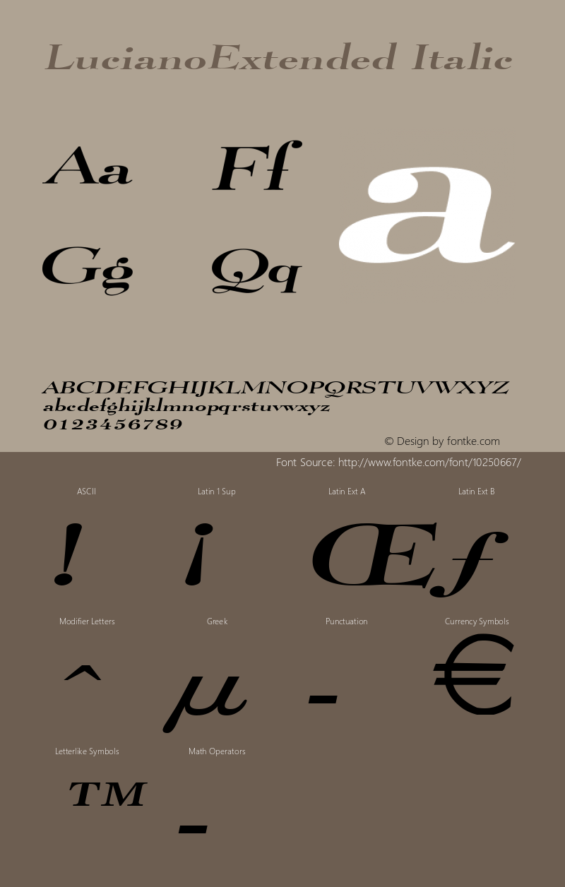LucianoExtended Italic Macromedia Fontographer 4.1 6/28/96 Font Sample