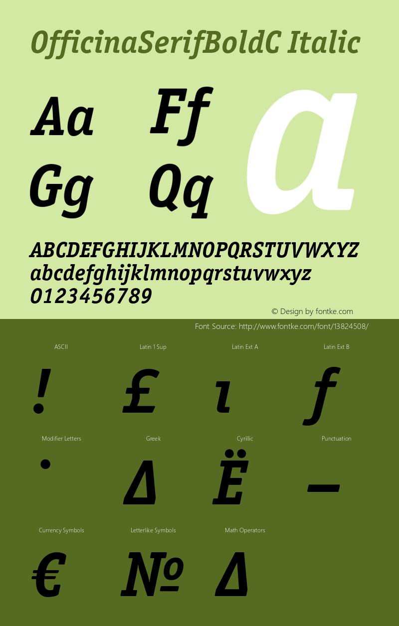 OfficinaSerifBoldC Italic OTF 1.0;PS 001.000;Core 116;AOCW 1.0 161 Font Sample