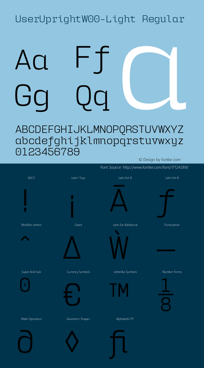 UserUprightW00-Light Regular Version 1.10 Font Sample