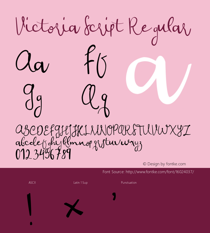 Victoria Script Regular Unknown Font Sample