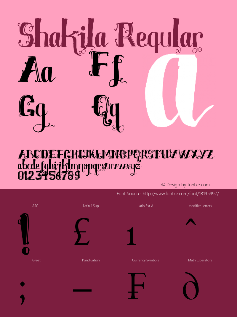 Shakila Regular Version 1.00 April 12, 2015, initial release Font Sample