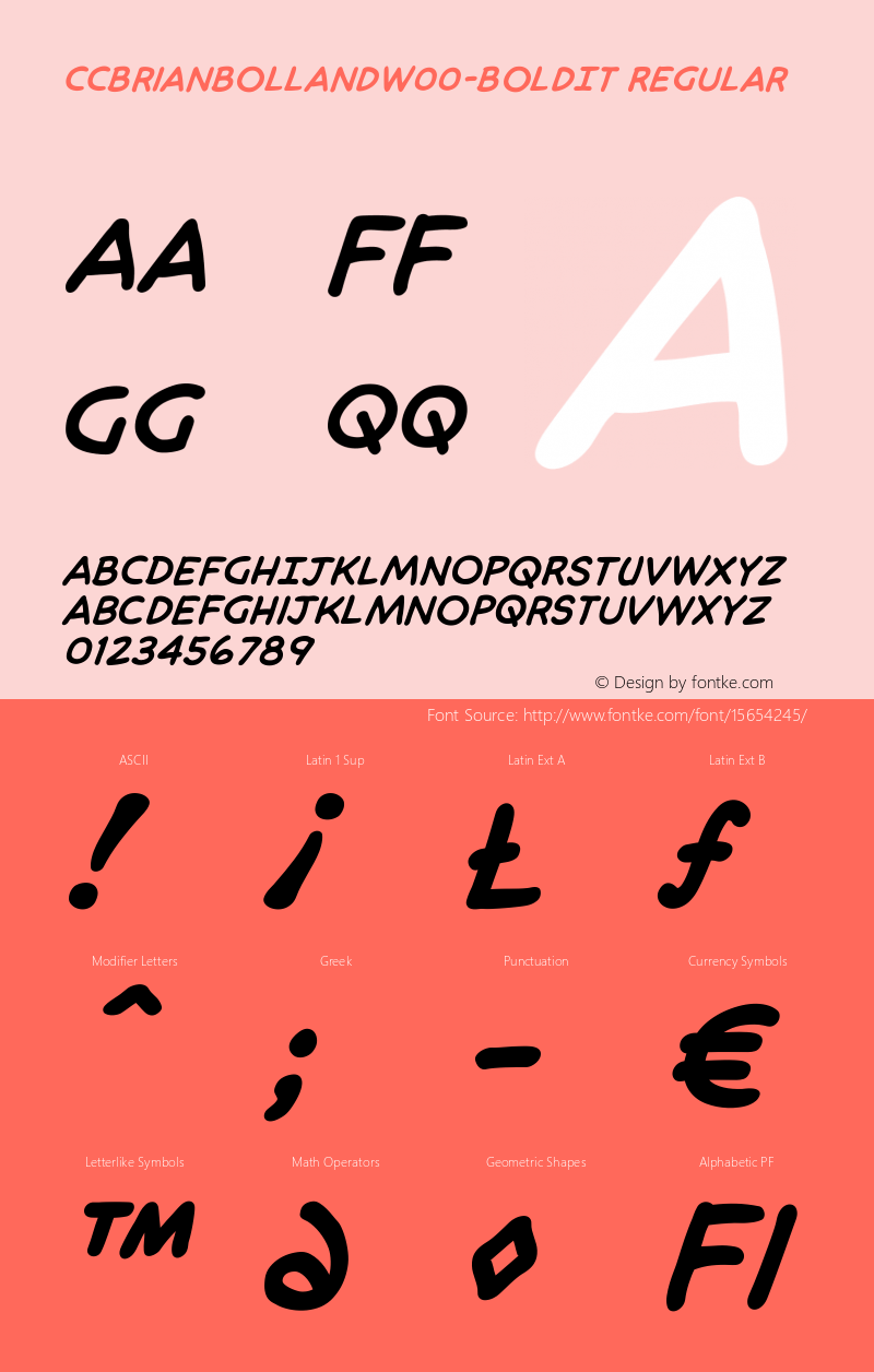 CCBrianBollandW00-BoldIt Regular Version 1.00 Font Sample