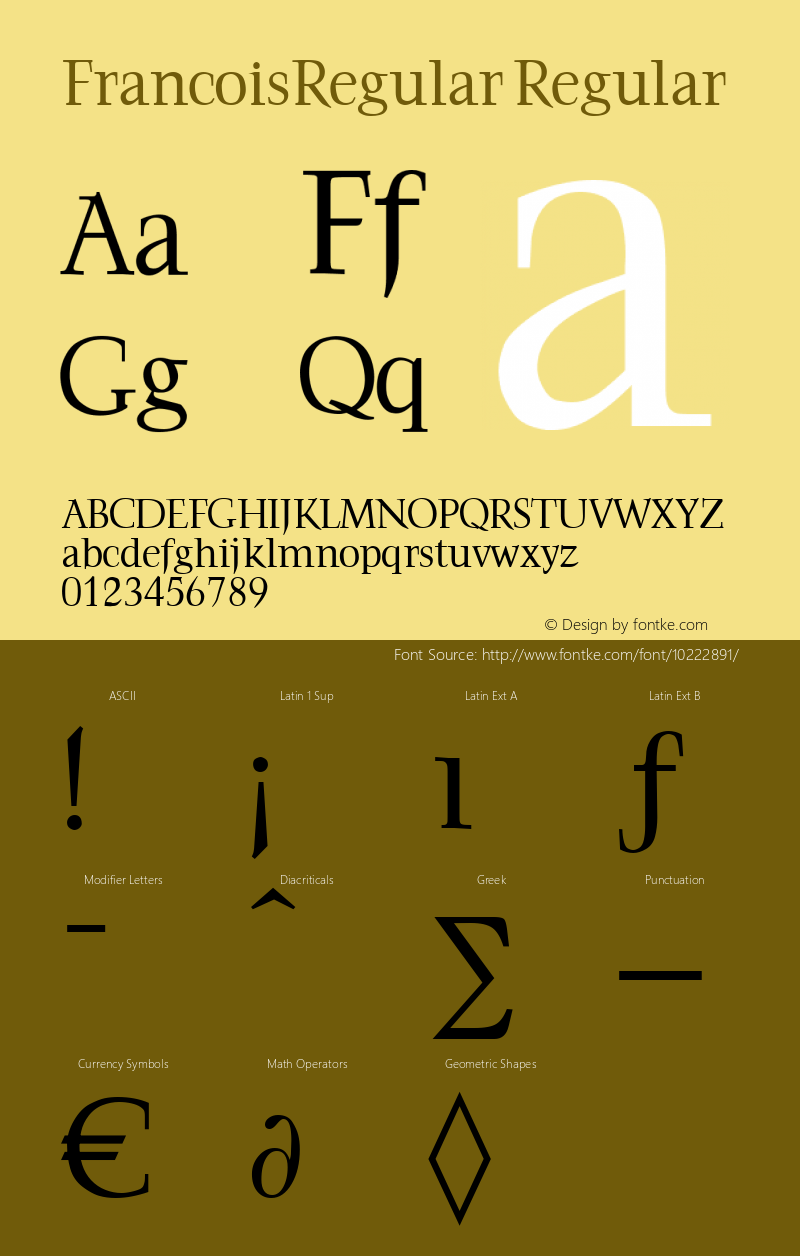 FrancoisRegular Regular Brendel            :09.12.1994 Font Sample