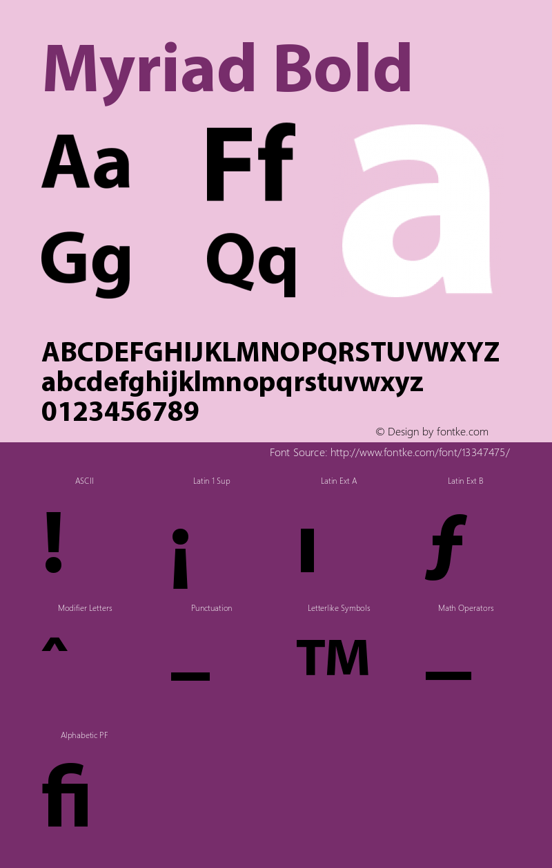 Myriad Bold Version 001.000 Font Sample