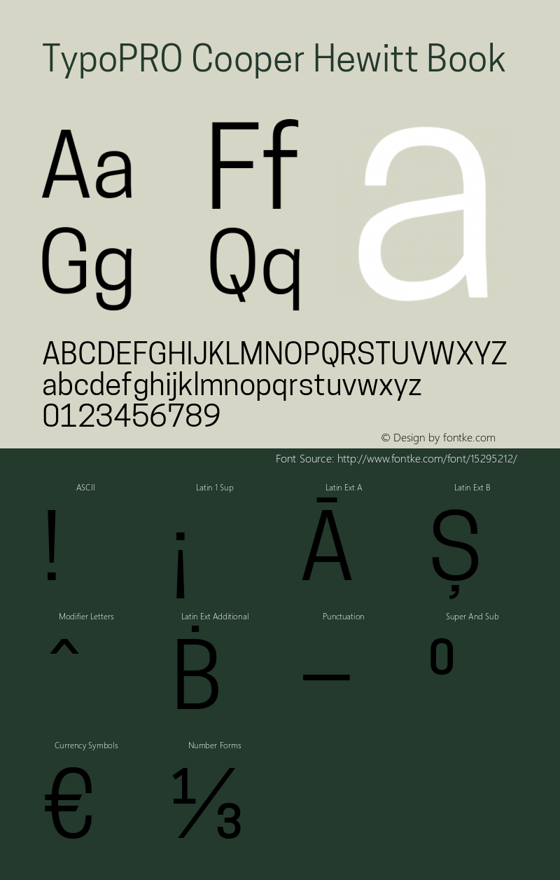 TypoPRO Cooper Hewitt Book 1.000 Font Sample