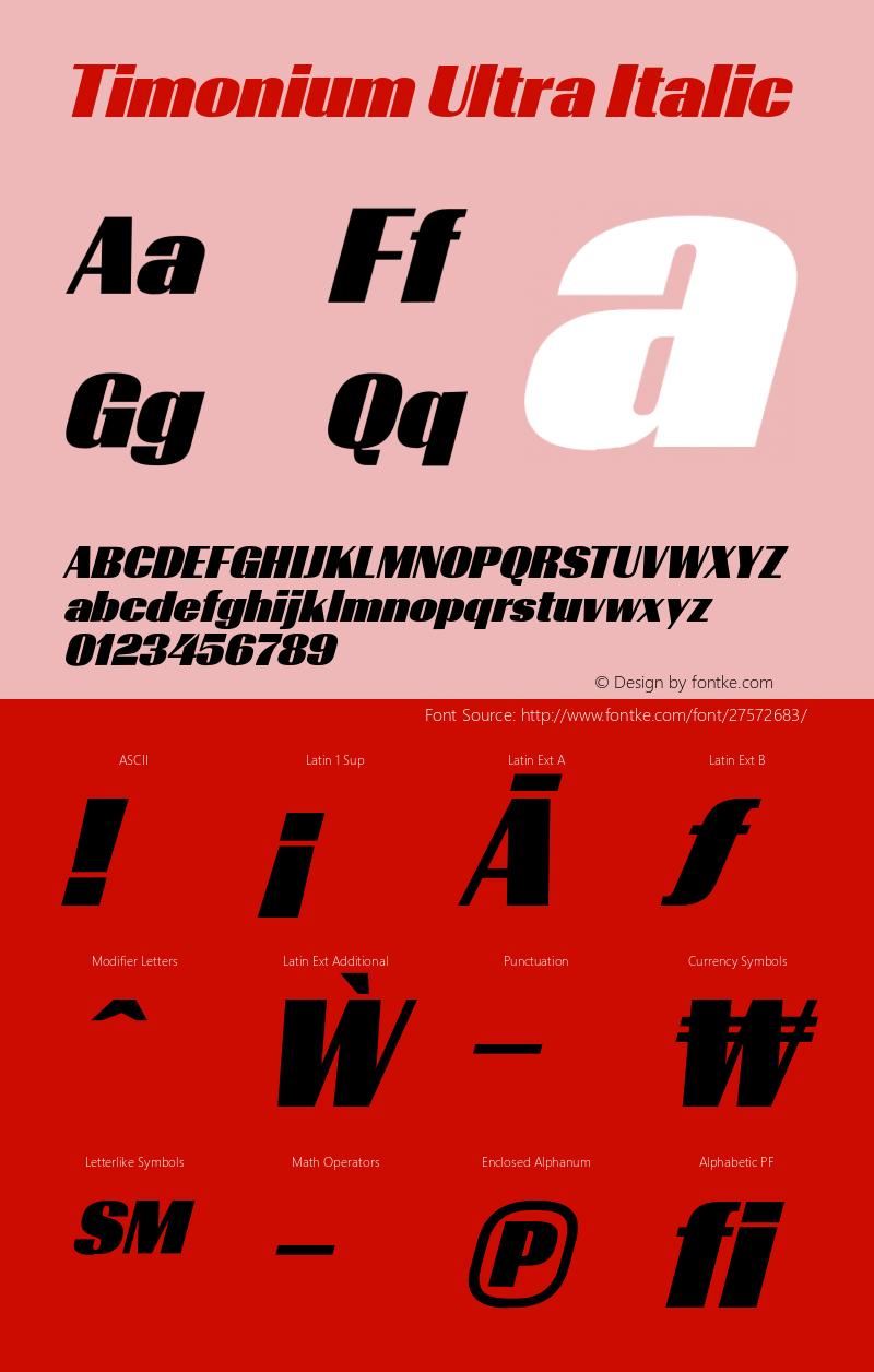 TimoniumUltraItalic Version 001.003 2013 Font Sample