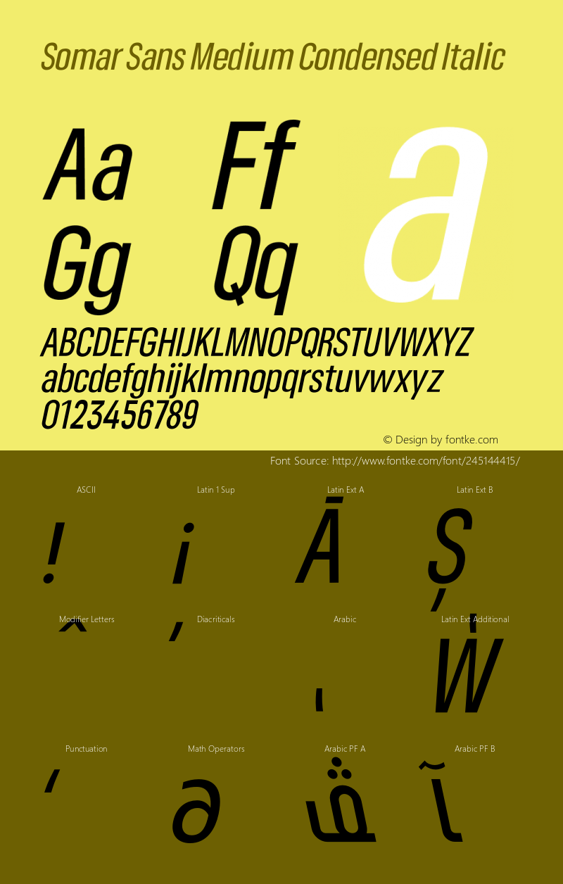 Somar Sans Medium Condensed Italic Version 1.002;hotconv 1.0.109;makeotfexe 2.5.65596图片样张