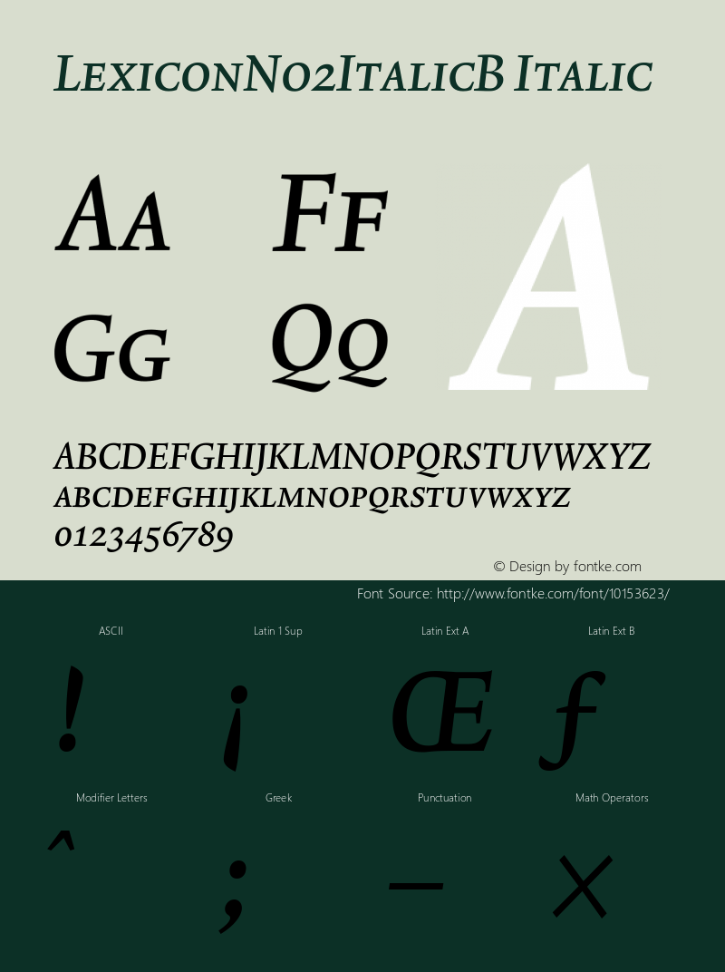 LexiconNo2ItalicB Italic Version 001.000 Font Sample