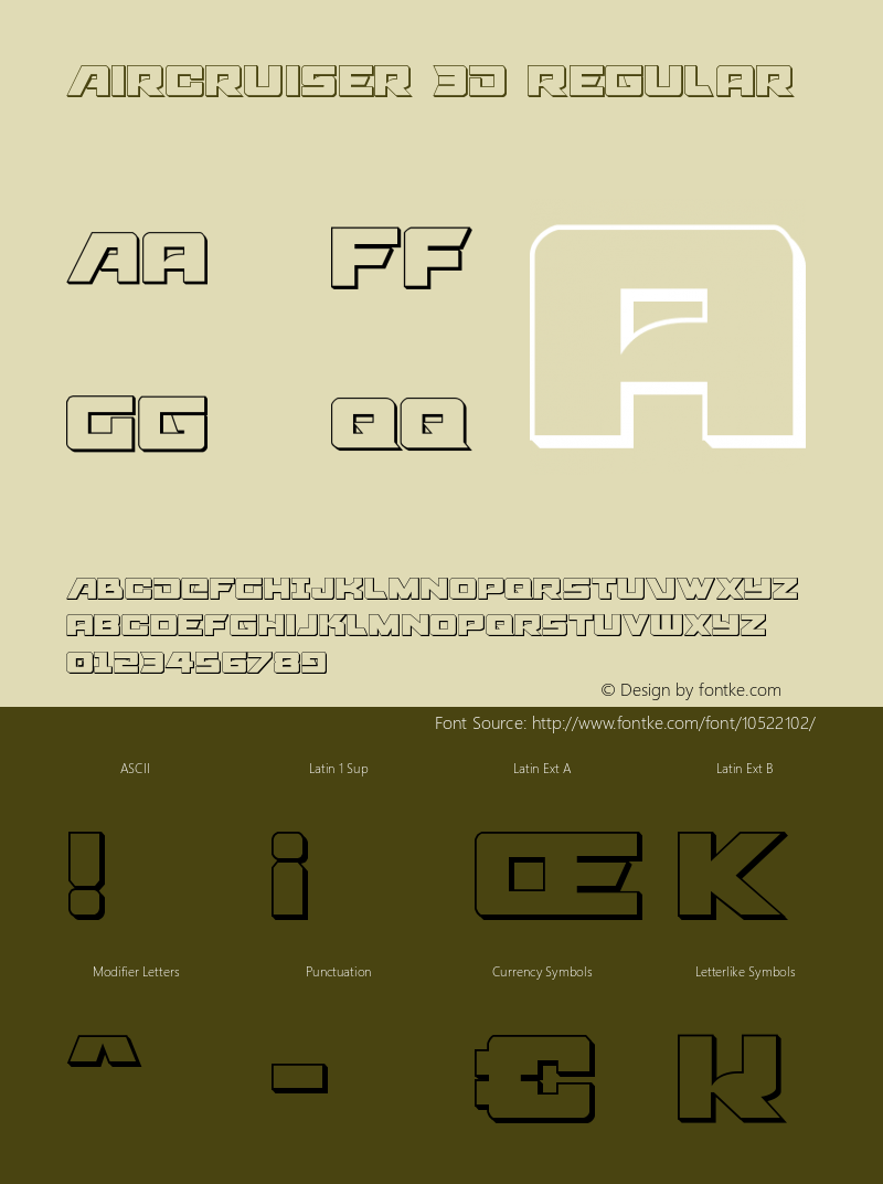 Aircruiser 3D Regular 001.000 Font Sample