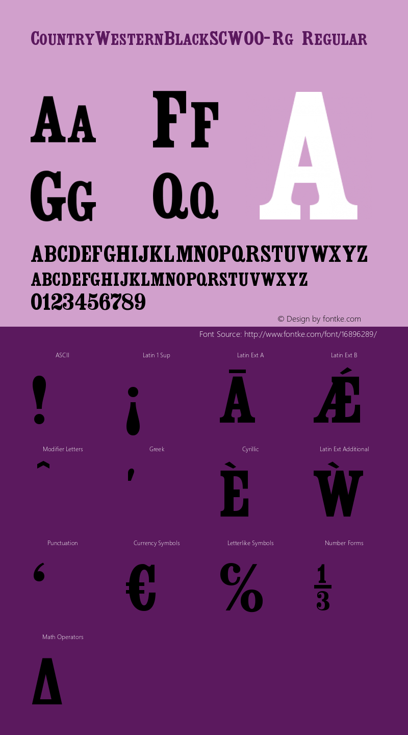 CountryWesternBlackSCW00-Rg Regular Version 1.00 Font Sample