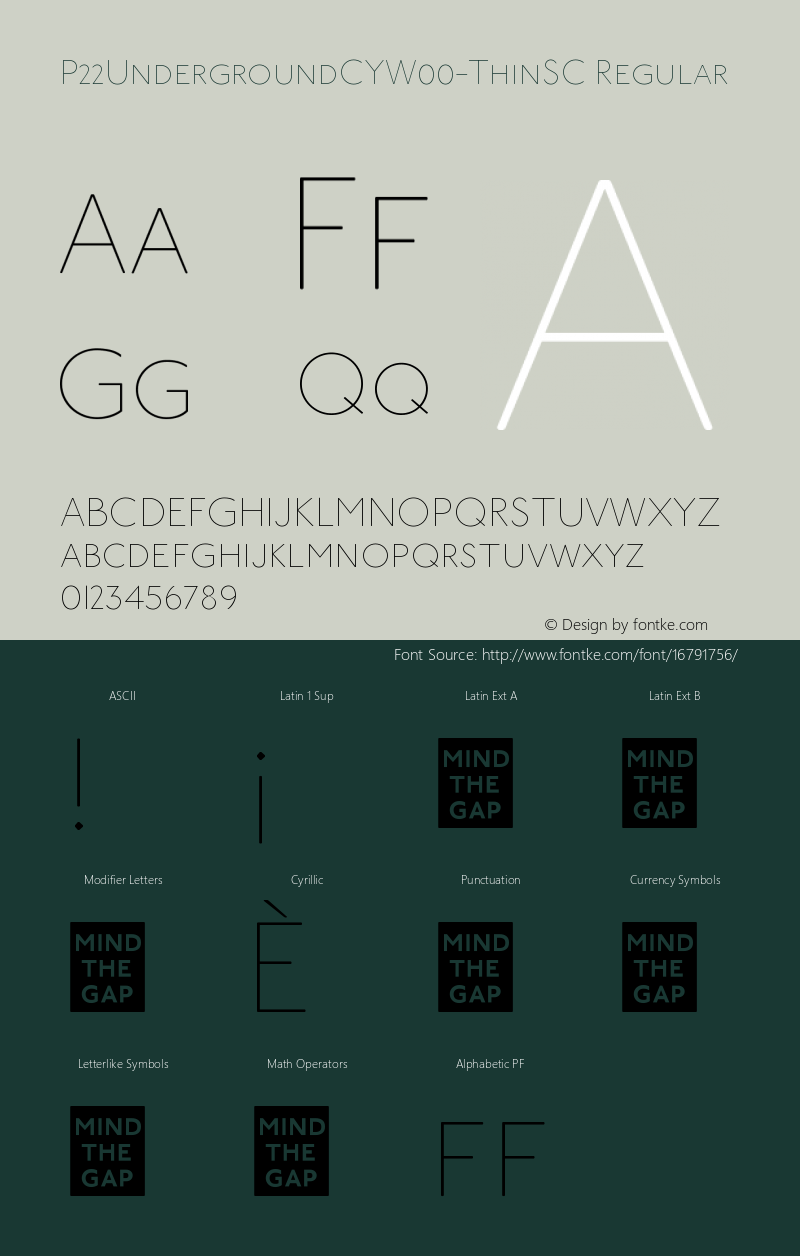 P22UndergroundCYW00-ThinSC Regular Version 3.00 Font Sample