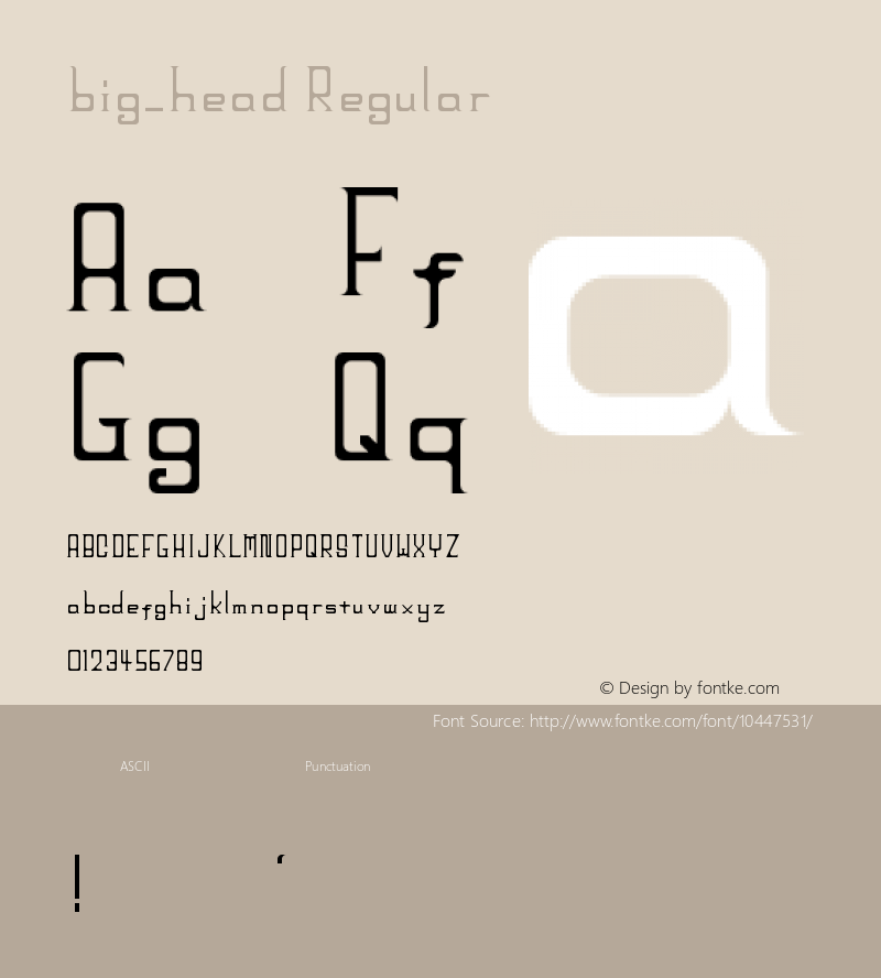 big_head Regular Version 1.0 Font Sample