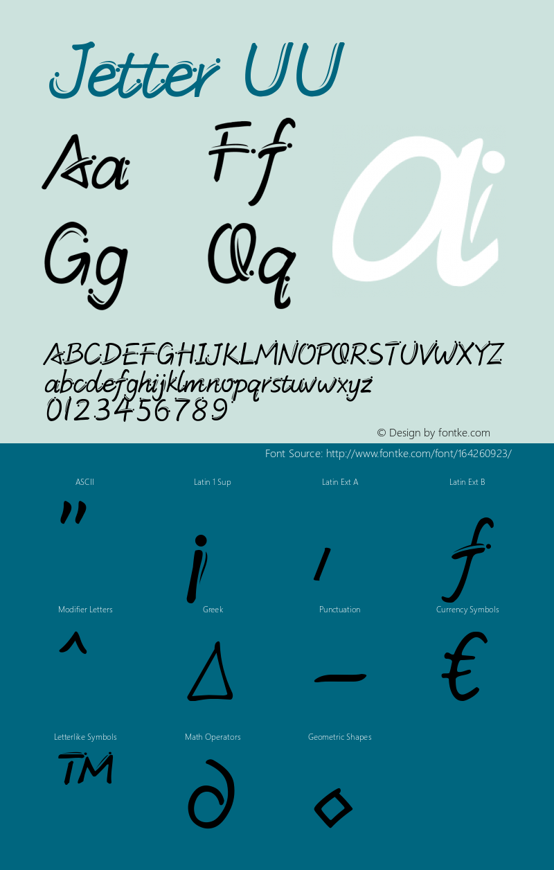 Jetter Version 1.00 Font Sample