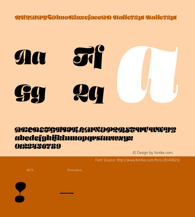 RHQMAY+OhnoBlazefaceAD-Italic72pt Version 1.0 Font Sample