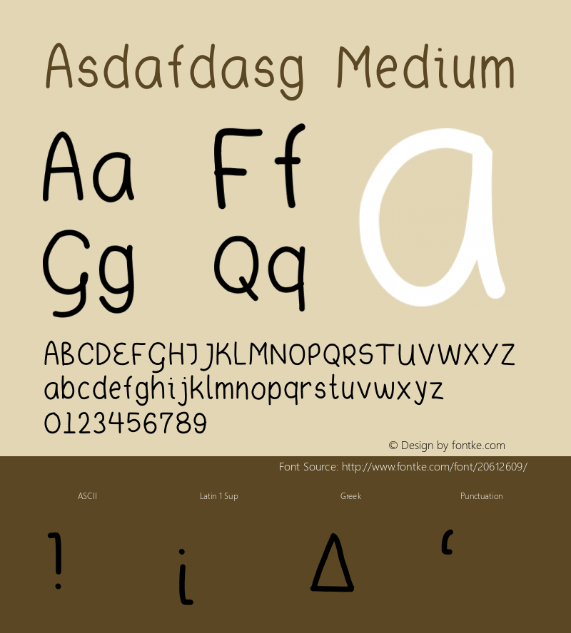 Asdafdasg Version 1.0 Font Sample