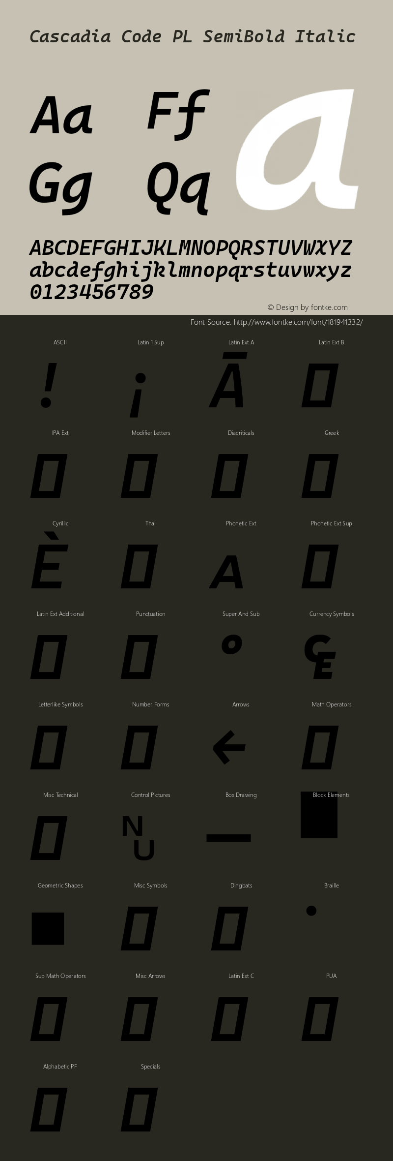 Cascadia Code PL SemiBold Italic Version 2110.031图片样张