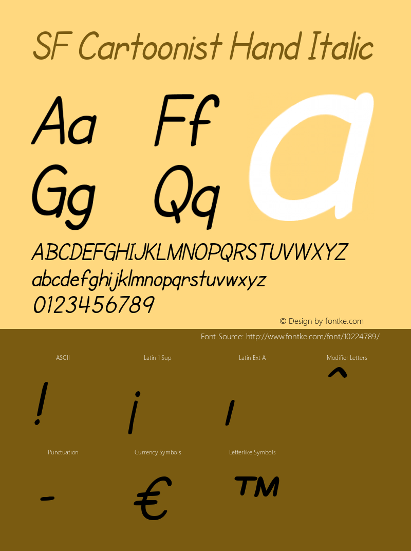 SF Cartoonist Hand Italic Version 2.1 Font Sample