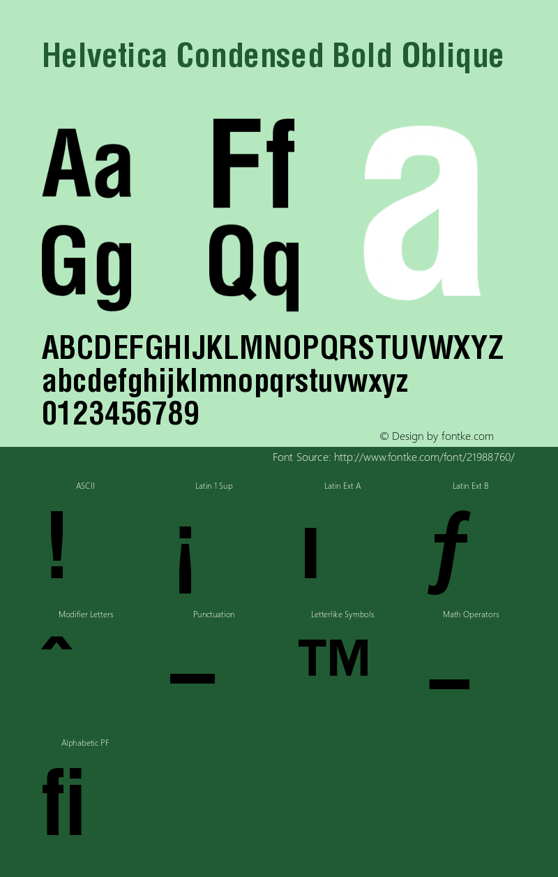 Helvetica-Condensed-BoldObl 001.004 Font Sample