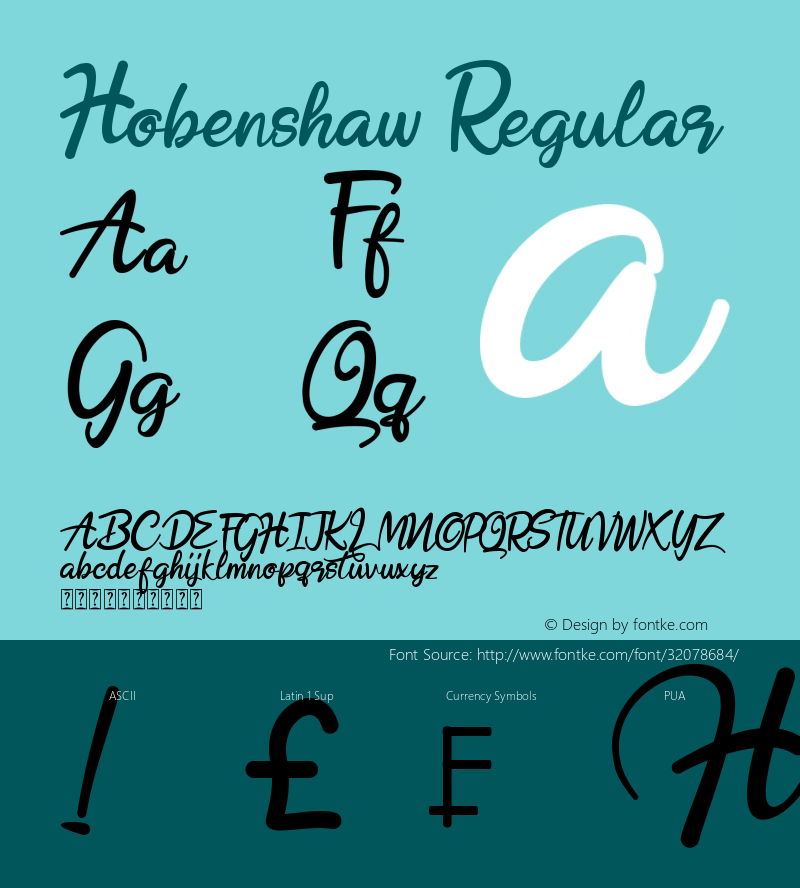 Hobenshaw Version 1.00;June 23, 2019;FontCreator 11.5.0.2430 64-bit Font Sample