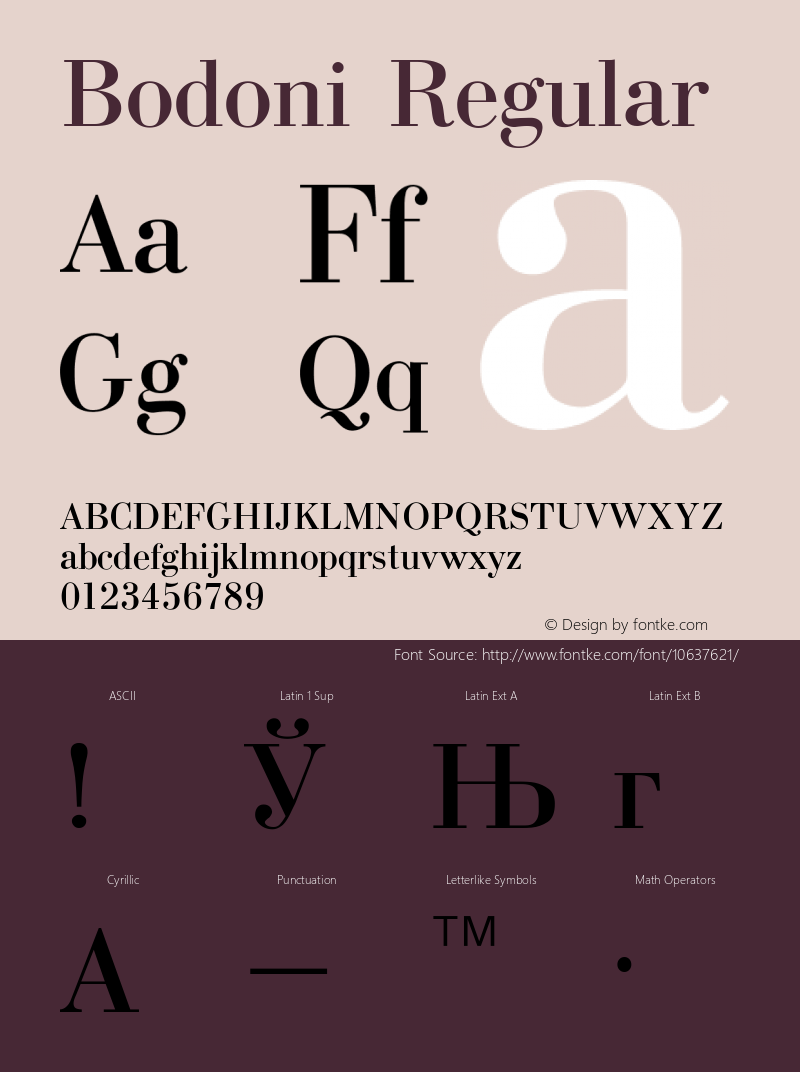 Bodoni Regular Converted from t:\TBN.TF1 by ALLTYPE Font Sample