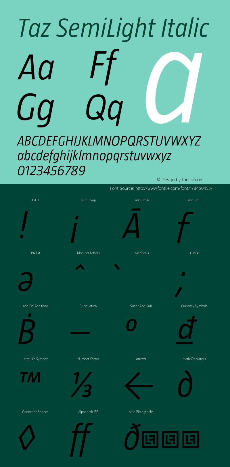 Taz SemiLightItalic Version 4.002图片样张