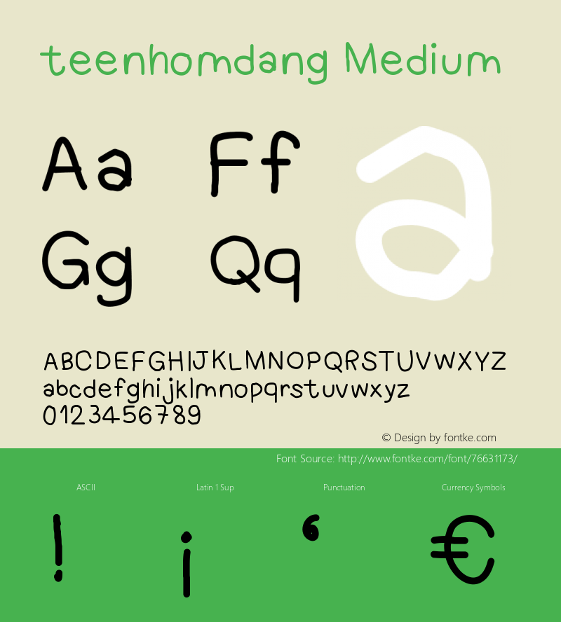 teenhomdang Version 001.000 Font Sample