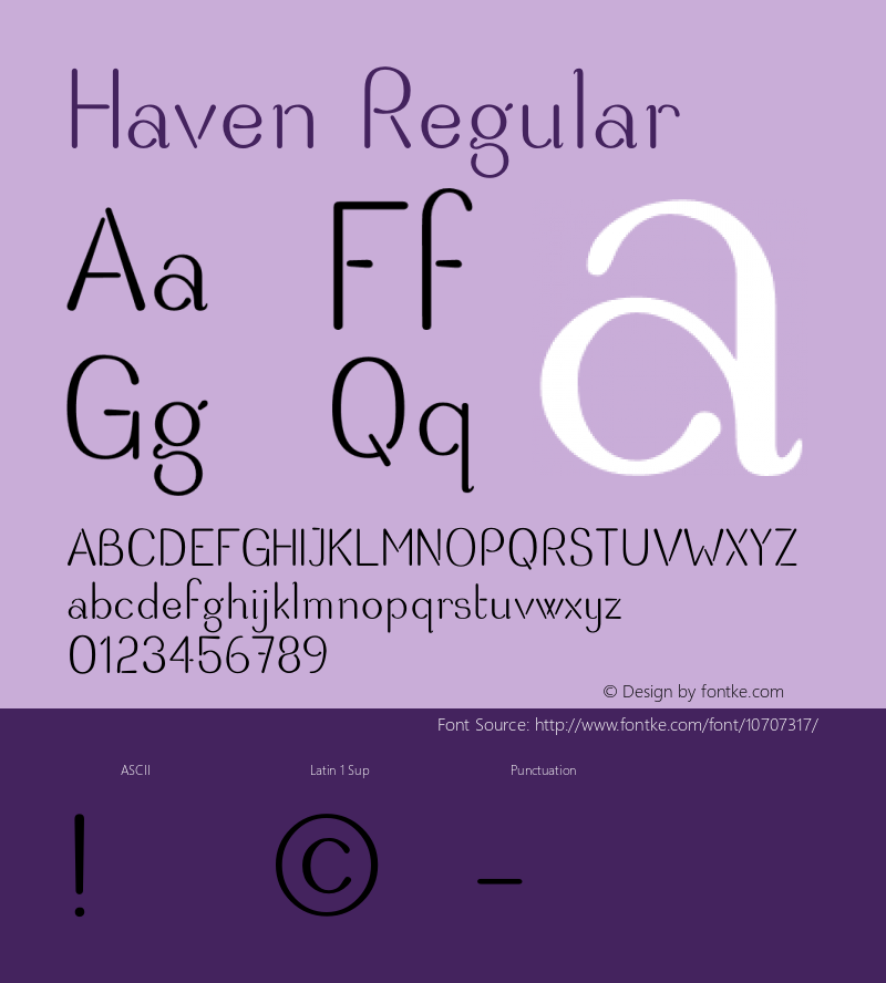 Haven Regular Version 001.000 Font Sample