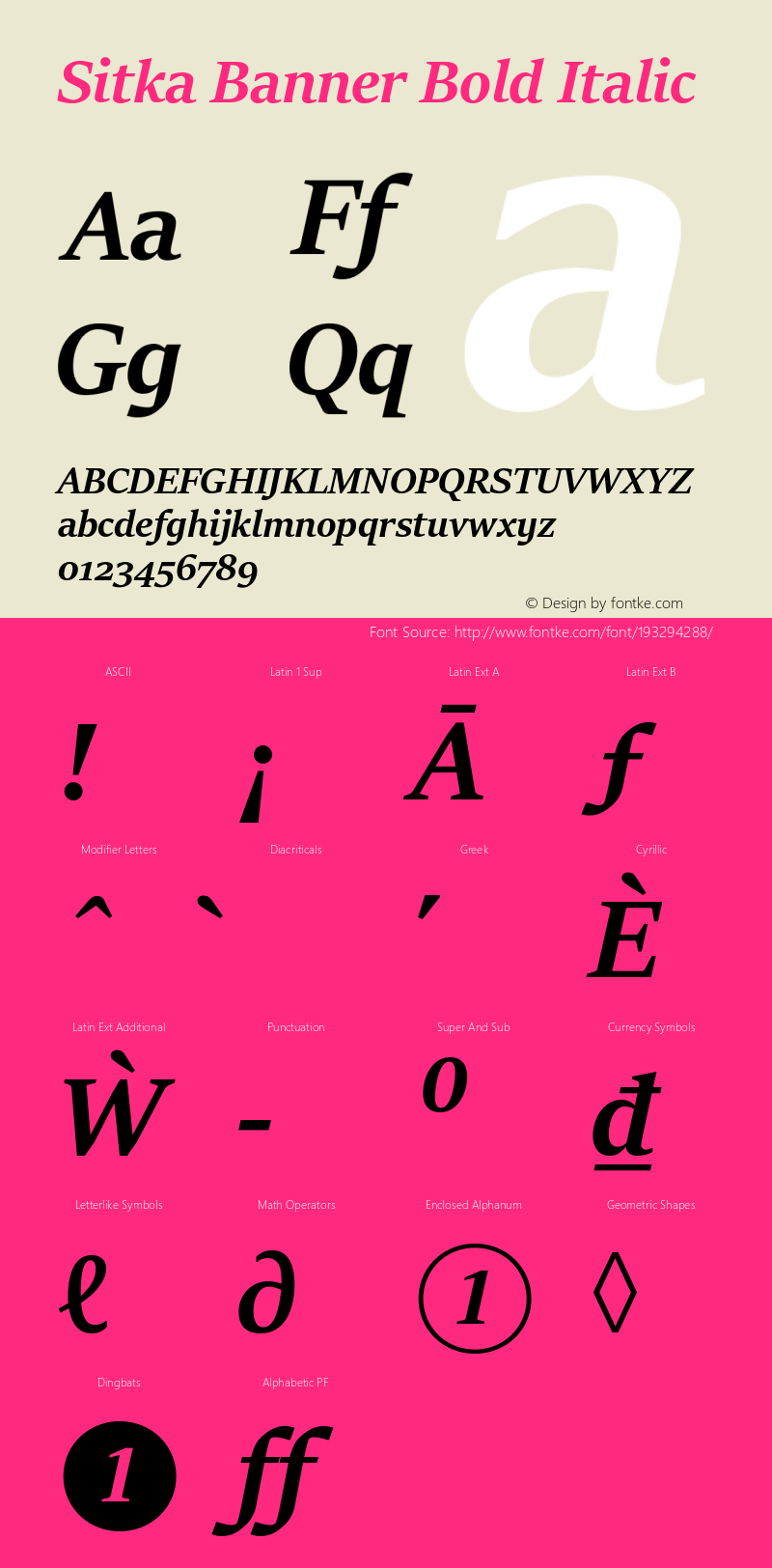 Sitka Banner Bold Italic Version 1.12图片样张