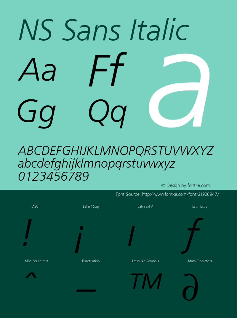 NSSans-Italic Version 001.001 Font Sample