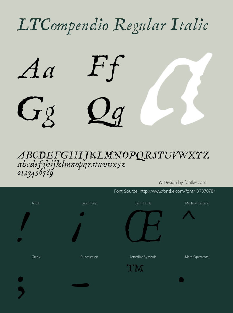 LTCompendio Regular Italic Version 001.000 Font Sample