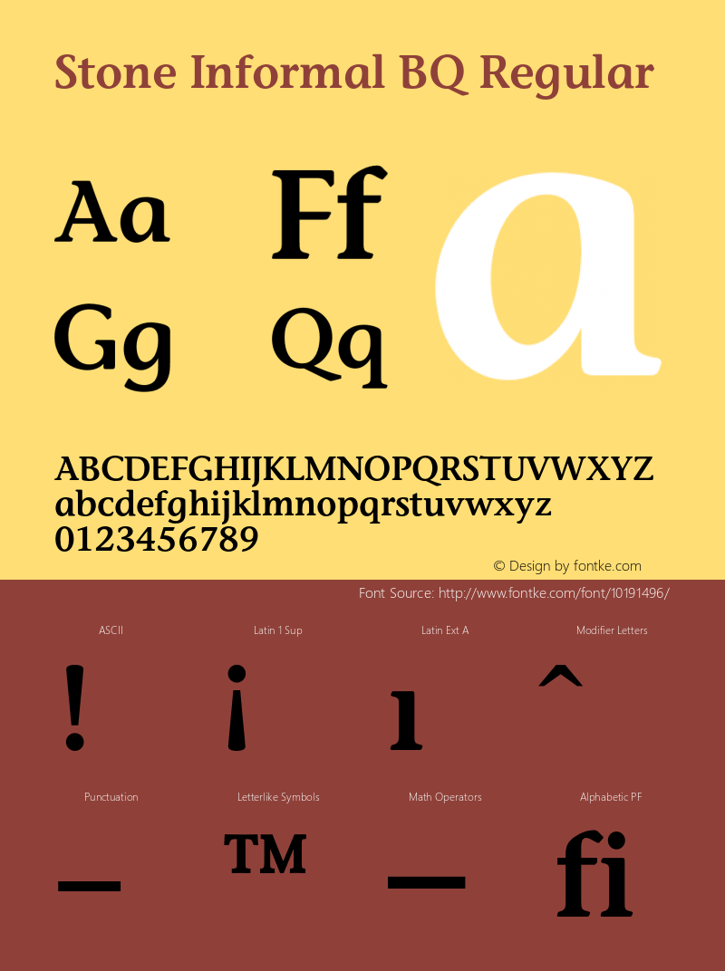 Stone Informal BQ Regular 001.000 Font Sample