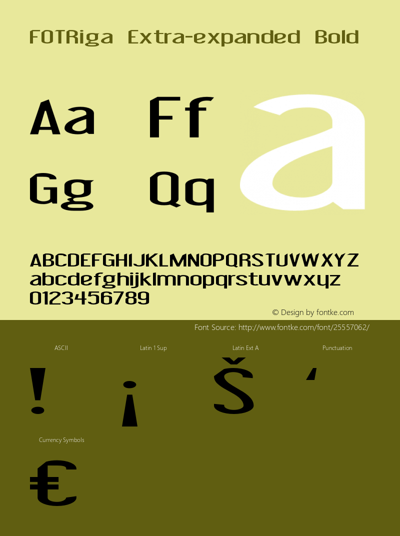 FOTRiga-ExtraexpandedBold Version 1.000 Font Sample