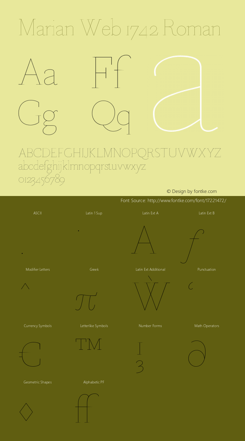 Marian Web 1742 Roman Version 1.1 2015 Font Sample