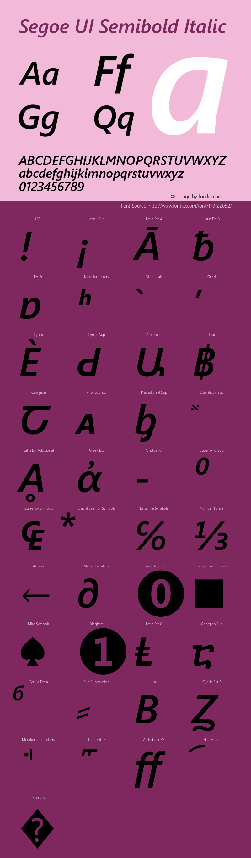 Segoe UI Semibold Italic Version 5.22图片样张