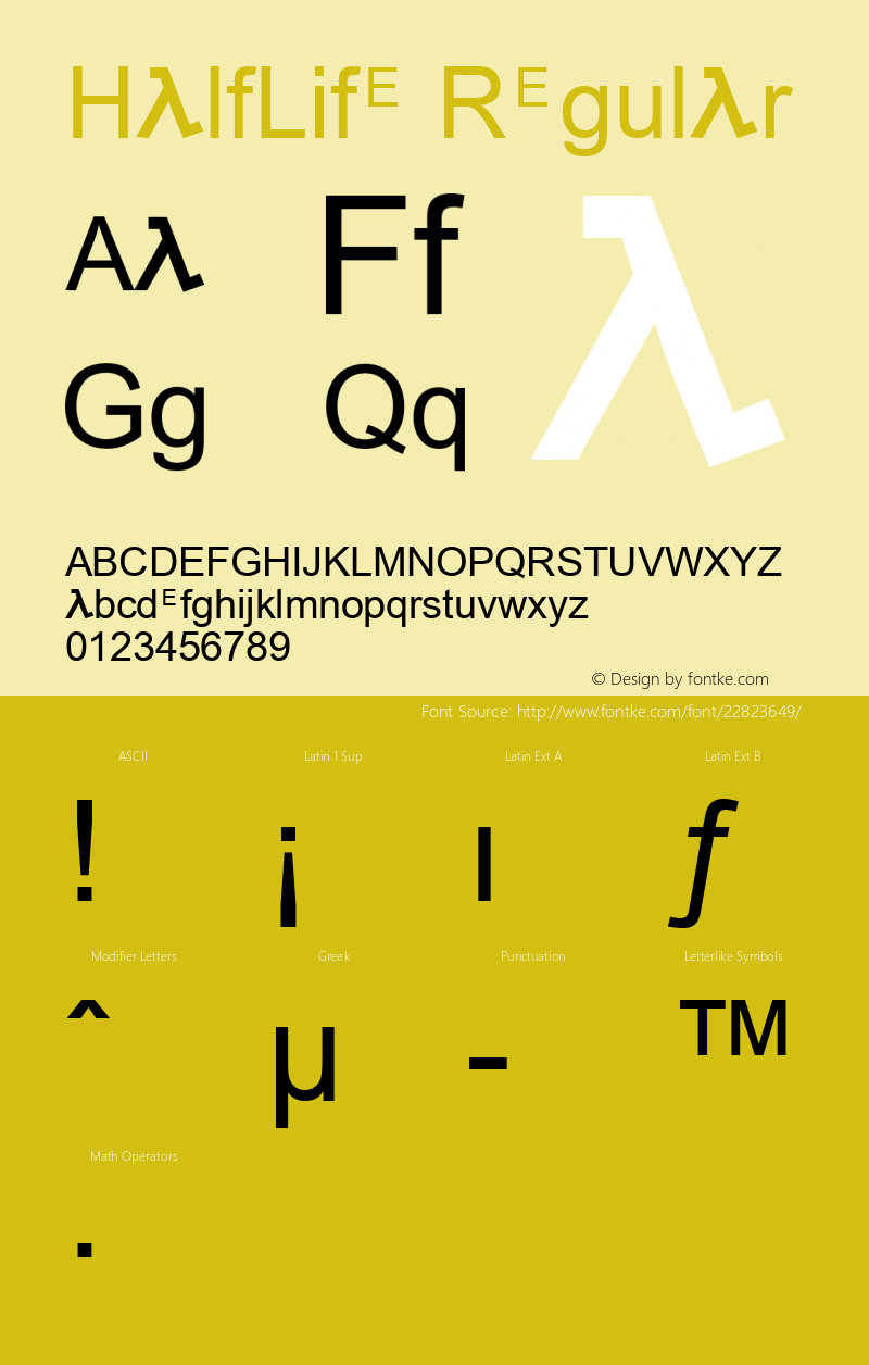 HalfLife Half-Life Font Sample