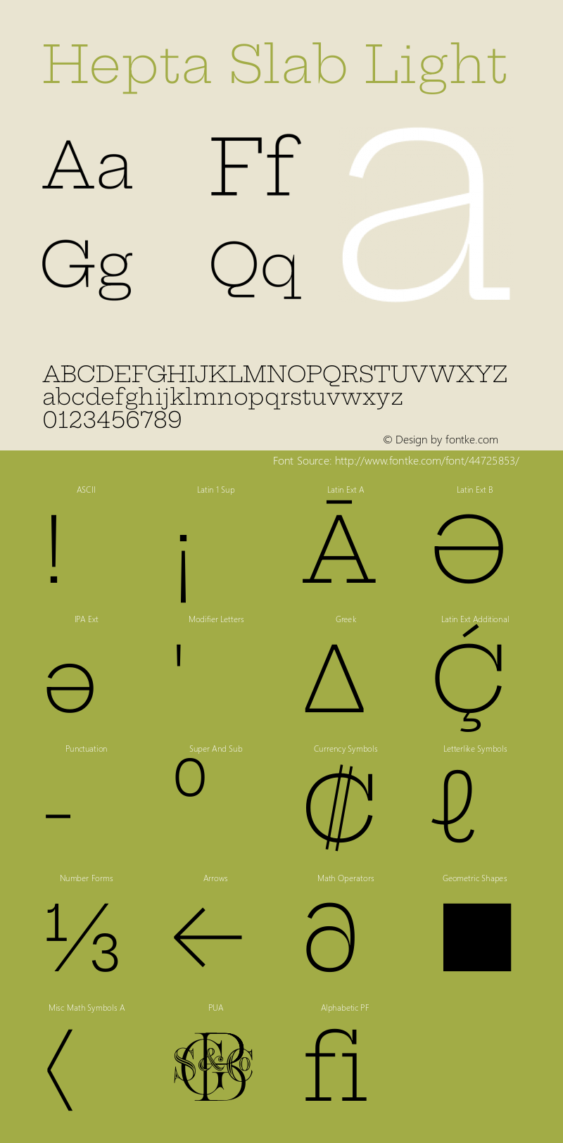 Hepta Slab Light Version 1.100 Font Sample