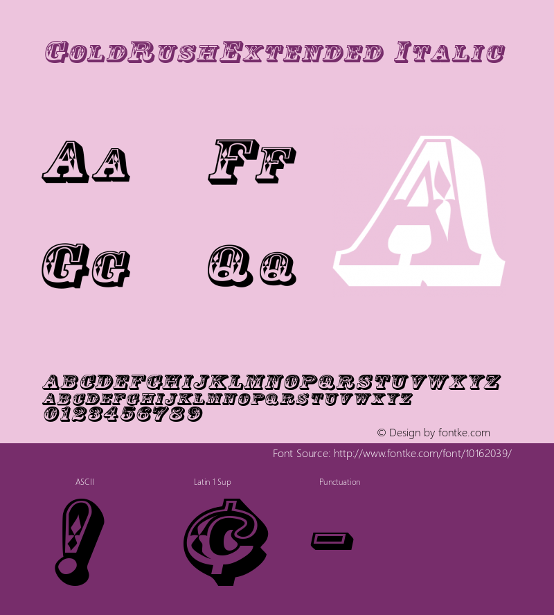 GoldRushExtended Italic Rev. 003.000 Font Sample