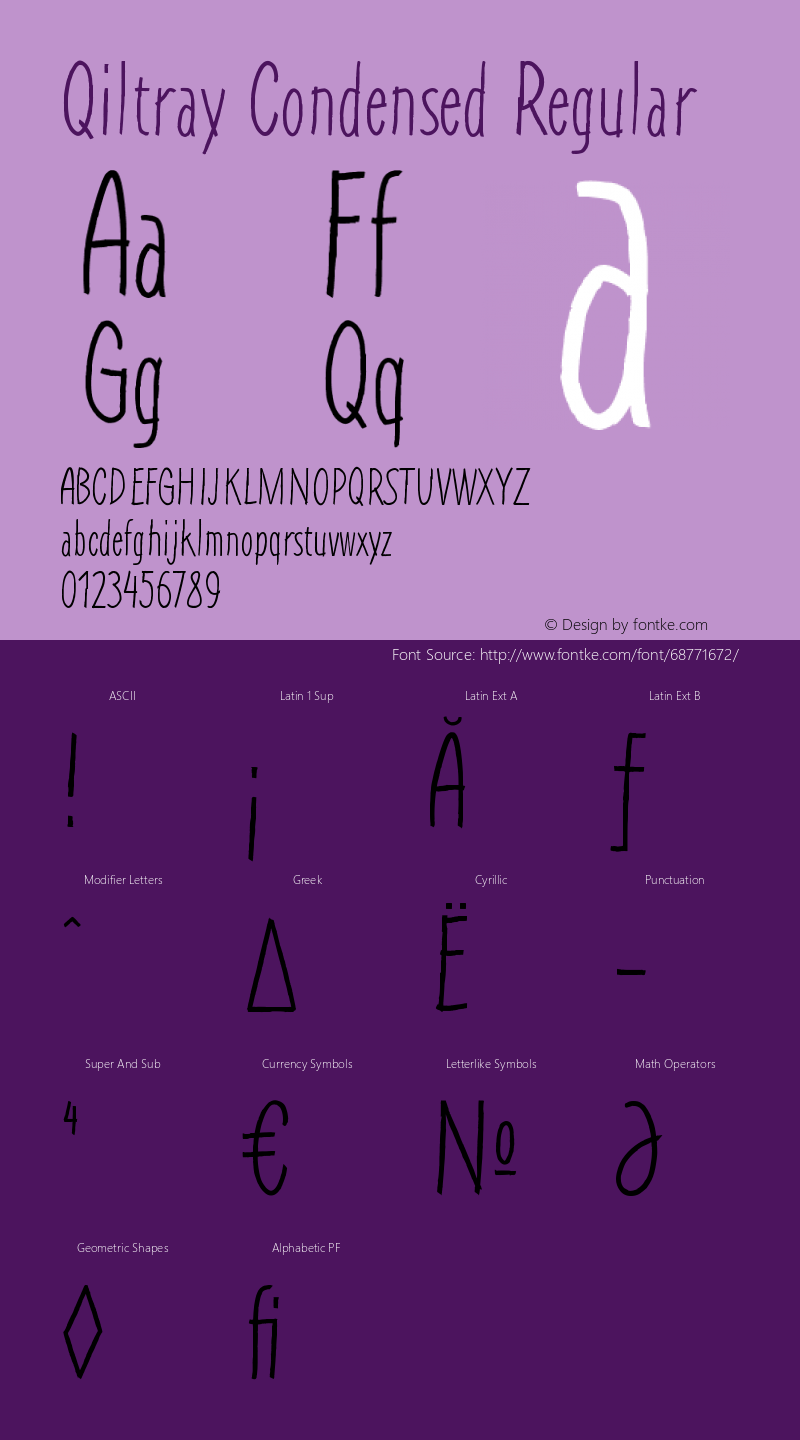 QiltrayCondensed Version 1.001 | wf-rip DC20090615 Font Sample