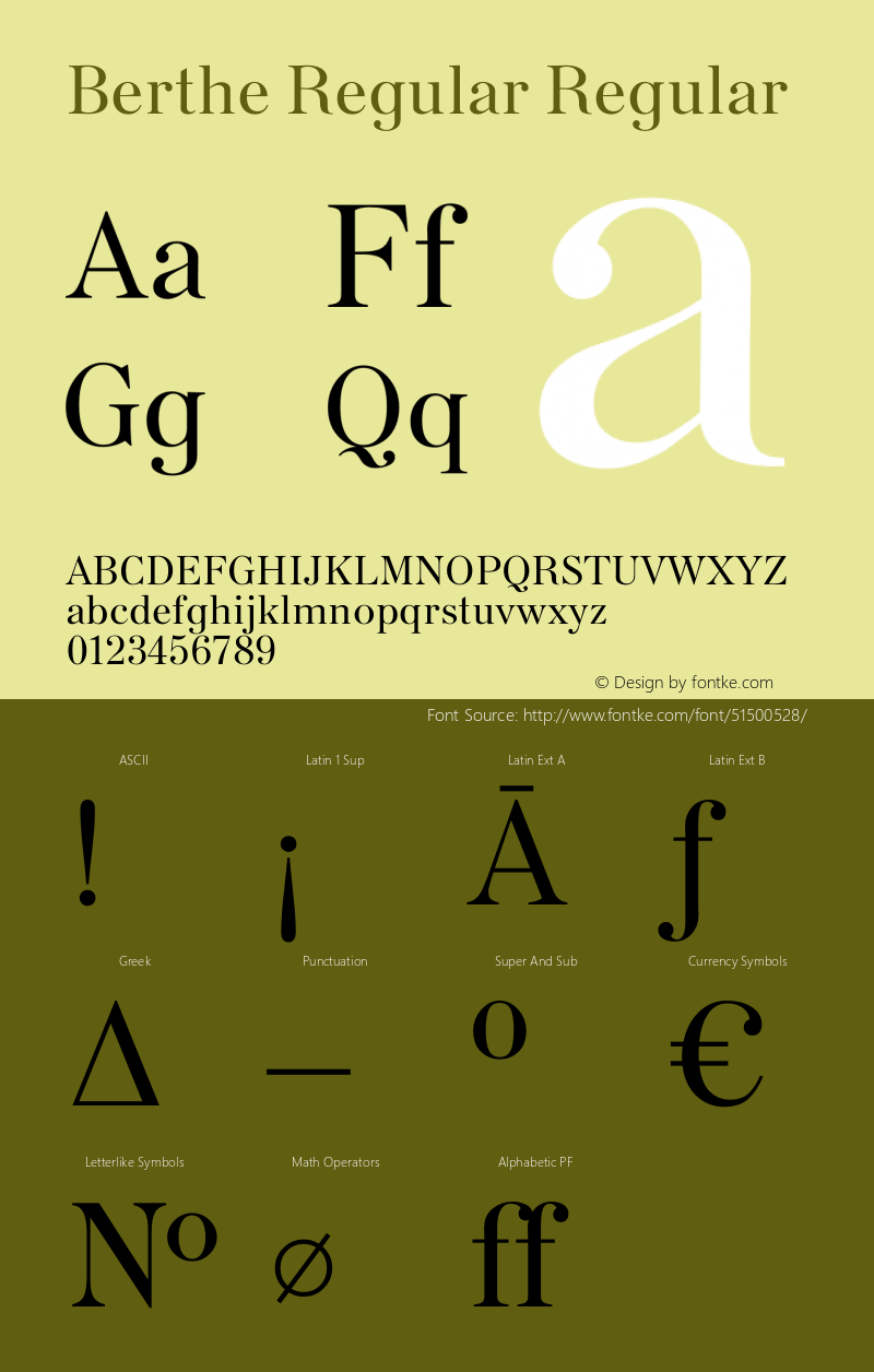 Berthe Regular Version 2.00 Font Sample